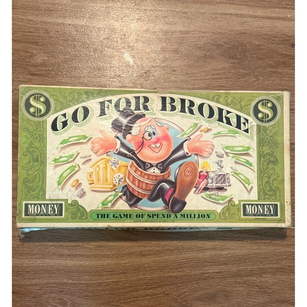 Vintage 1965 Go For Broke Board Game Selchow & Righter Co Retro 60s Gaming